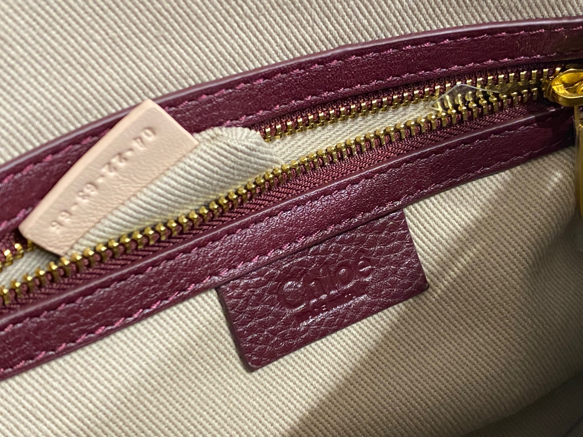 Chloe Small Marcie Bag In Bordeaux Grained Leather